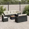 Image de vidaXL Salon de jardin 9 pcs avec coussins noir résine tressée