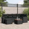 Image de vidaXL Salon de jardin 7 pcs avec coussins noir résine tressée