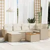 Image de vidaXL Salon de jardin avec coussins 7 pcs beige résine tressée