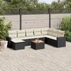 Image de vidaXL Salon de jardin 9 pcs avec coussins noir résine tressée