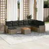 Image de vidaXL Salon de jardin 9 pcs avec coussins gris résine tressée