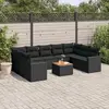 Image de vidaXL Salon de jardin 10 pcs avec coussins noir résine tressée