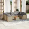 Image de vidaXL Salon de jardin et coussins 10 pcs mélange beige résine tressée