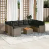 Image de vidaXL Salon de jardin avec coussins 10 pcs gris résine tressée