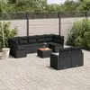 Image de vidaXL Salon de jardin 10 pcs avec coussins noir résine tressée
