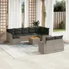 Image de vidaXL Salon de jardin avec coussins 10 pcs gris résine tressée