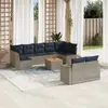 Image de vidaXL Salon de jardin 10 pcs avec coussins gris résine tressée