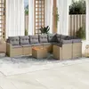 Image de vidaXL Salon de jardin et coussins 10 pcs mélange beige résine tressée