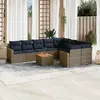 Image de vidaXL Salon de jardin 10 pcs avec coussins gris résine tressée
