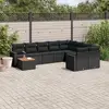 Image de vidaXL Salon de jardin 10 pcs avec coussins noir résine tressée