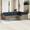 Image de vidaXL Salon de jardin 10 pcs avec coussins gris résine tressée