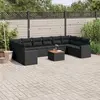 Image de vidaXL Salon de jardin 11 pcs avec coussins noir résine tressée