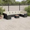 Image de vidaXL Salon de jardin 11 pcs avec coussins noir résine tressée