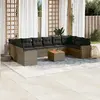 Image de vidaXL Salon de jardin 11 pcs avec coussins gris résine tressée