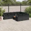 Image de vidaXL Salon de jardin 11 pcs avec coussins noir résine tressée