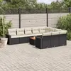 Image de vidaXL Salon de jardin 11 pcs avec coussins noir résine tressée