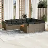 Image de vidaXL Salon de jardin 11 pcs avec coussins gris résine tressée