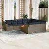 Image de vidaXL Salon de jardin 11 pcs avec coussins gris résine tressée