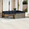 Image de vidaXL Salon de jardin 11 pcs avec coussins gris résine tressée