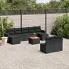 Image de vidaXL Salon de jardin 10 pcs avec coussins noir résine tressée
