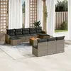 Image de vidaXL Salon de jardin 11 pcs avec coussins gris résine tressée