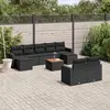 Image de vidaXL Salon de jardin 10 pcs avec coussins noir résine tressée
