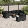 Image de vidaXL Salon de jardin avec coussins 13 pcs noir résine tressée