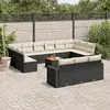 Image de vidaXL Salon de jardin avec coussins 14 pcs noir résine tressée