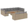Image de vidaXL Salon de jardin et coussins 14 pcs mélange beige résine tressée