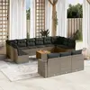 Image de vidaXL Salon de jardin avec coussins 14 pcs gris résine tressée