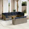 Image de vidaXL Salon de jardin avec coussins 14 pcs gris résine tressée