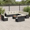 Image de vidaXL Salon de jardin avec coussins 14 pcs noir résine tressée