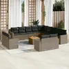 Image de vidaXL Salon de jardin avec coussins 14 pcs gris résine tressée