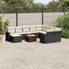 Image de vidaXL Salon de jardin 11 pcs avec coussins noir résine tressée