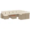 Image de vidaXL Salon de jardin 11 pcs avec coussins beige résine tressée
