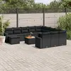 Image de vidaXL Salon de jardin avec coussins 13 pcs noir résine tressée