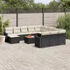 Image de vidaXL Salon de jardin avec coussins 13 pcs noir résine tressée
