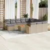 Image de vidaXL Salon de jardin et coussins 13 pcs mélange beige résine tressée