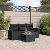 Image de vidaXL Salon de jardin 4 pcs avec coussins noir résine tressée