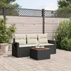 Image de vidaXL Salon de jardin 4 pcs avec coussins noir résine tressée