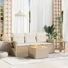 Image de vidaXL Salon de jardin avec coussins 4 pcs beige résine tressée