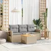 Image de vidaXL Salon de jardin avec coussins 4pcs mélange beige résine tressée