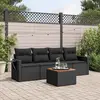 Image de vidaXL Salon de jardin 5 pcs avec coussins noir résine tressée