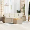 Image de vidaXL Salon de jardin avec coussins 5 pcs beige résine tressée