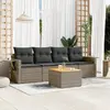 Image de vidaXL Salon de jardin 5 pcs avec coussins gris résine tressée