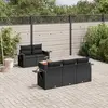 Image de vidaXL Salon de jardin 6 pcs avec coussins noir résine tressée