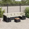 Image de vidaXL Salon de jardin 8 pcs avec coussins noir résine tressée