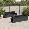Image de vidaXL Salon de jardin 9 pcs avec coussins noir résine tressée