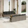 Image de vidaXL Salon de jardin 9 pcs avec coussins gris résine tressée