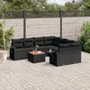Image de vidaXL Salon de jardin 9 pcs avec coussins noir résine tressée